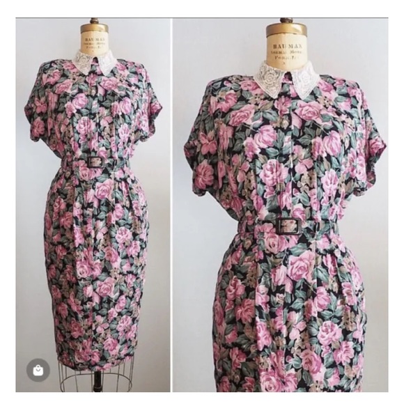 Vintage Dresses & Skirts - 1980’s does 1940’s Rayon floral dress